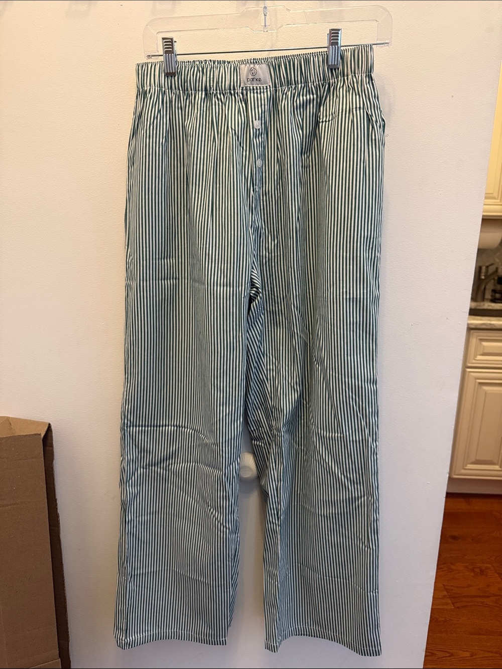 Parke Green Striped Pants
